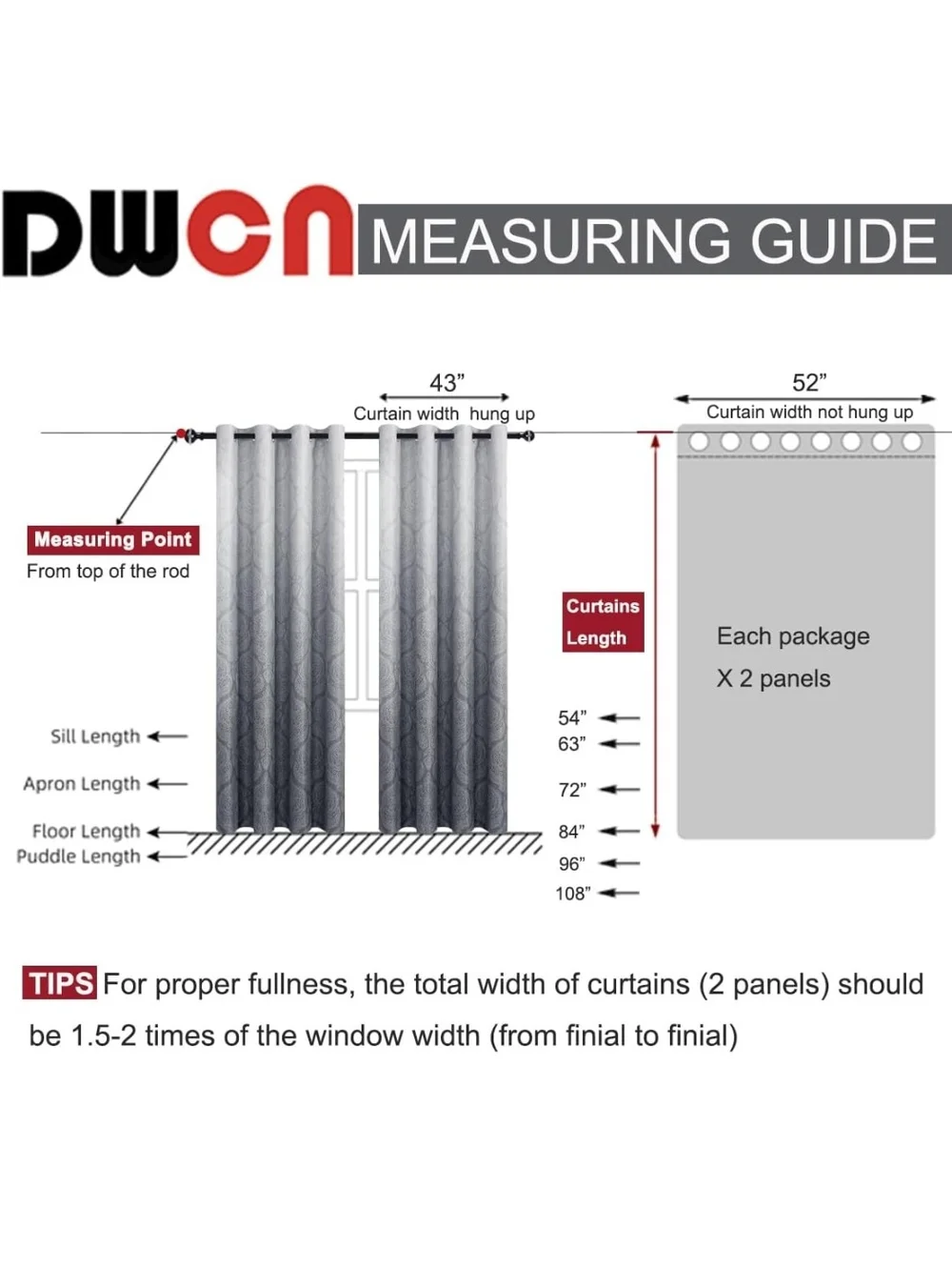 DWCN Gray Ombre Blackout Curtains
